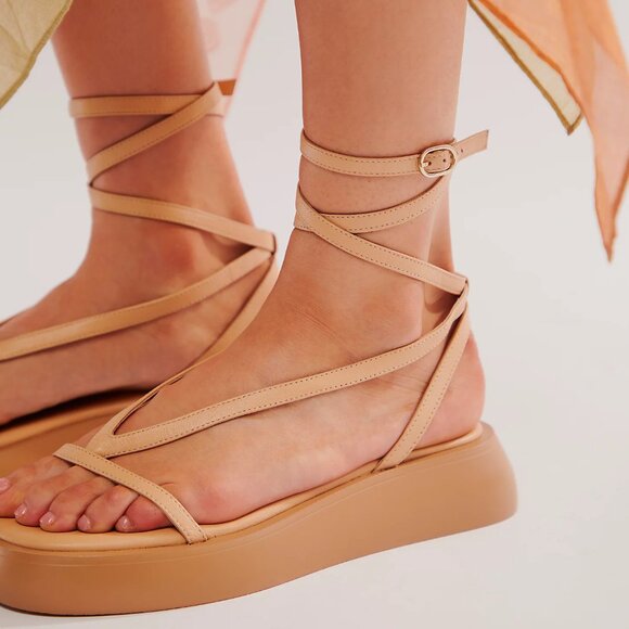 NEW FREE PEOPLE Winnie Wrap Flatform in Vachetta for women 2510 - Picture 2 of 8